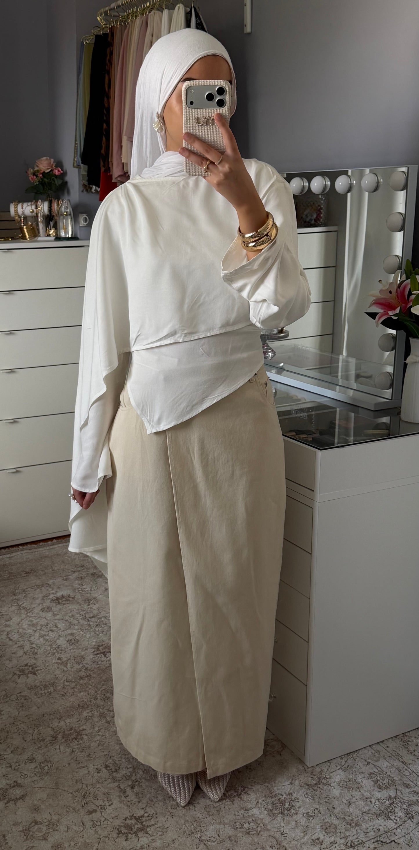 Jupe en jean beige