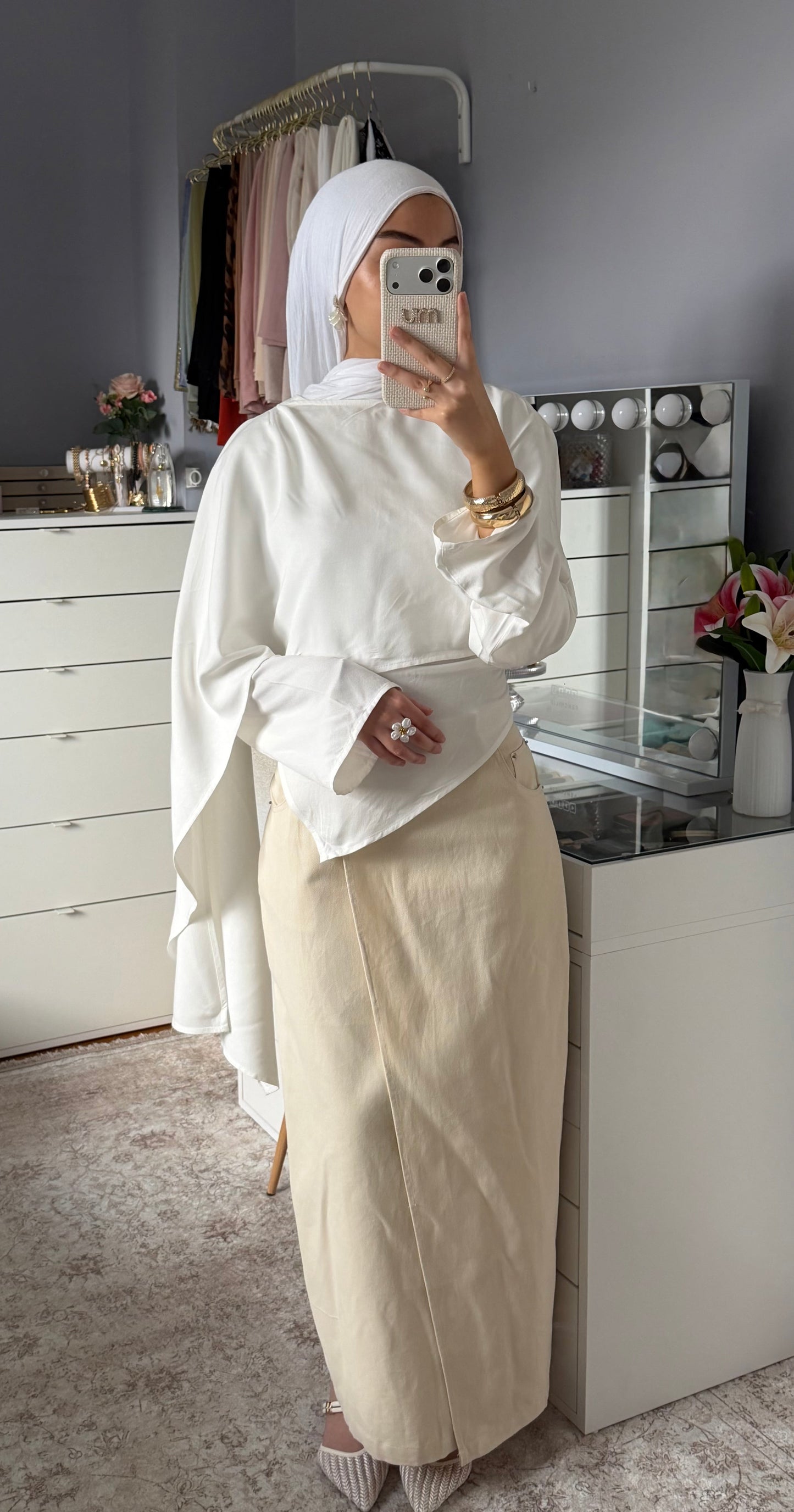 Jupe en jean beige